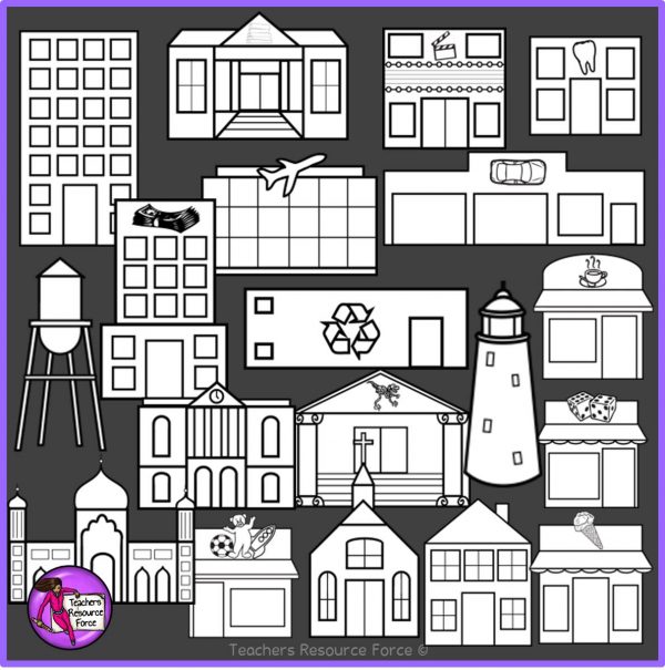 Front view clip art of buildings