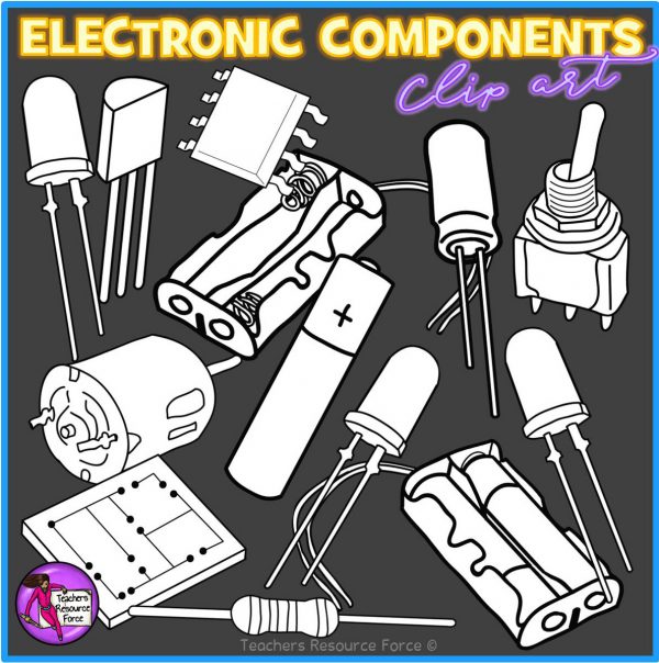 Electronic Components and Circuit Symbols Clip Art