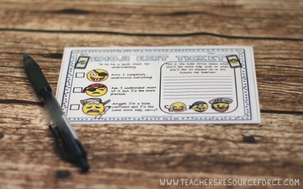 Pirate Emoji Themed Editable Exit Tickets