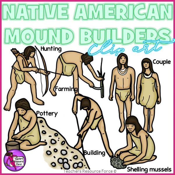 Native American Mound Builders Realistic Clip Art