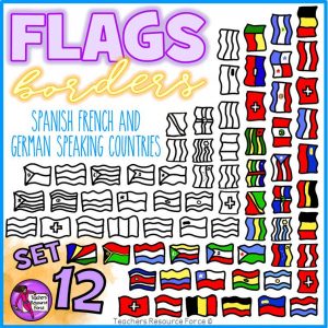 Flag Borders Clip Art (Spanish, French, German Speaking Countries)