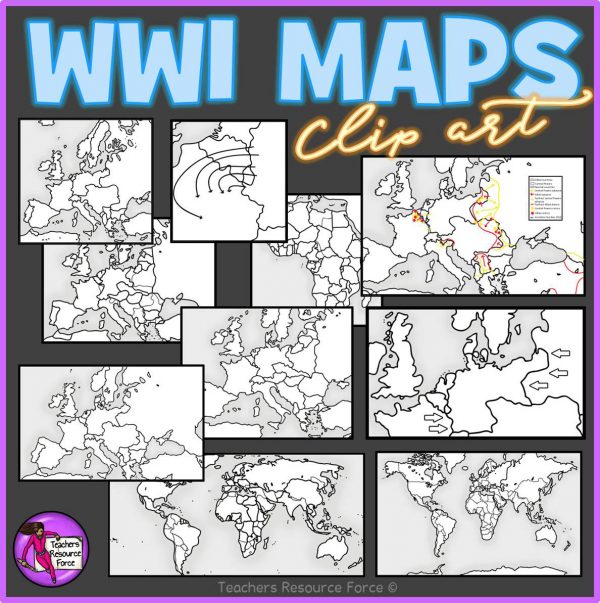 World War 1 Maps Realistic Clip Art