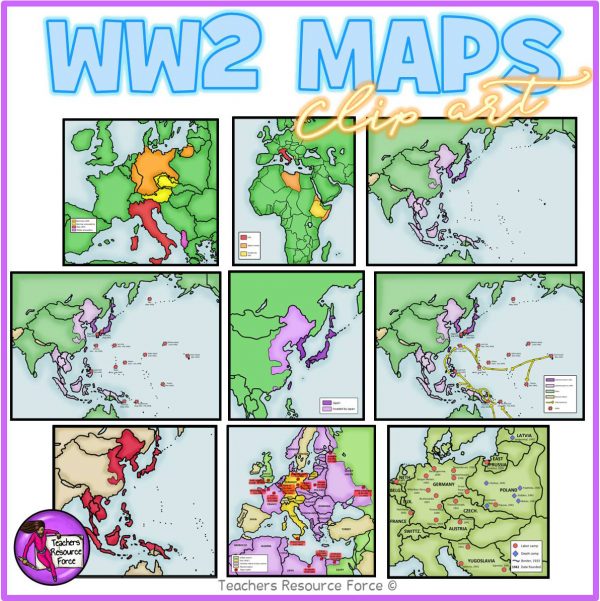 World War 2 Maps Realistic Clip Art