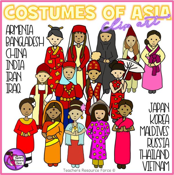 Different Types of Asian Costumes Clip Art