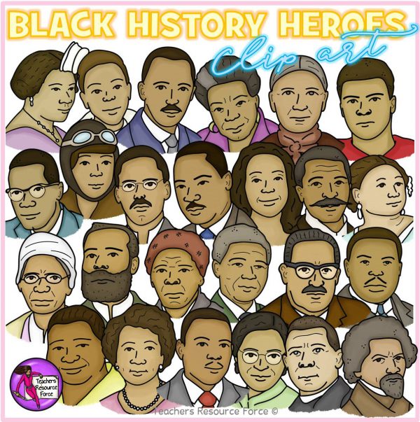 Black History Heroes Heads Realistic Clip Art