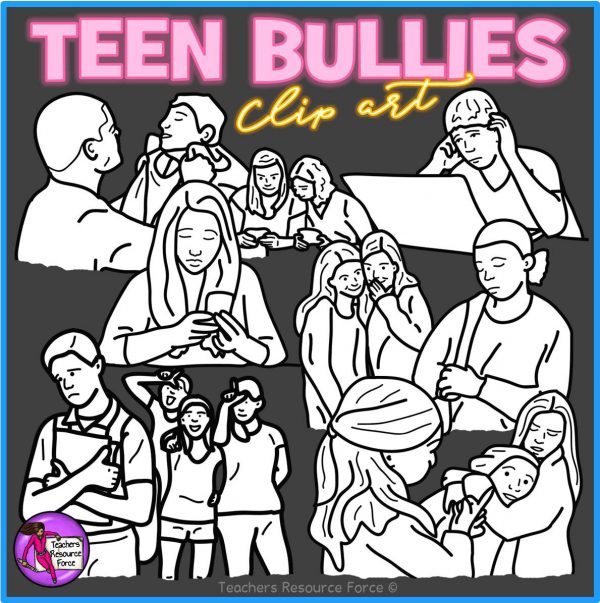 Teenagers Bullying Realistic Clip Art