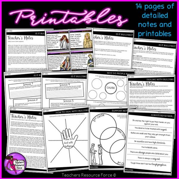 Bullying printable activities for teens