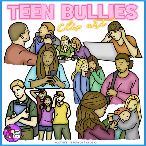 Teenagers Bullying Realistic Clip Art