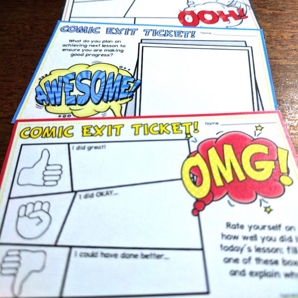 Comic Themed Exit Tickets for Big Kids