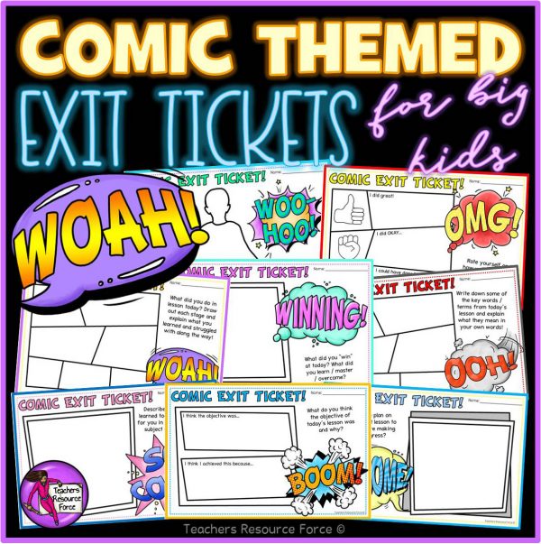 Comic Themed Exit Tickets for Big Kids