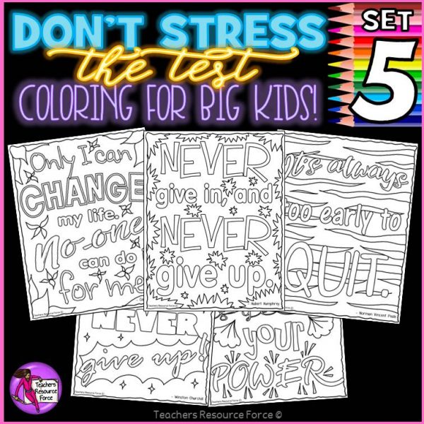 Growth Mindset Colouring Pages / Posters: Don’t Stress The Test 5