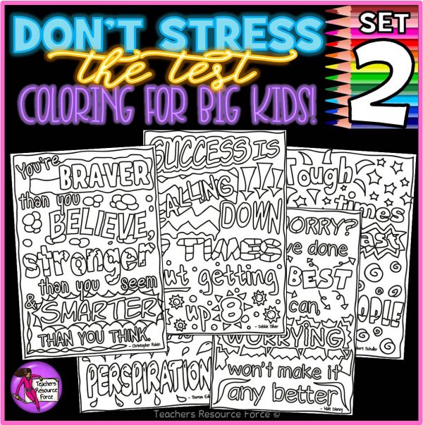 Growth Mindset Colouring Pages / Posters: Don’t Stress The Test 2