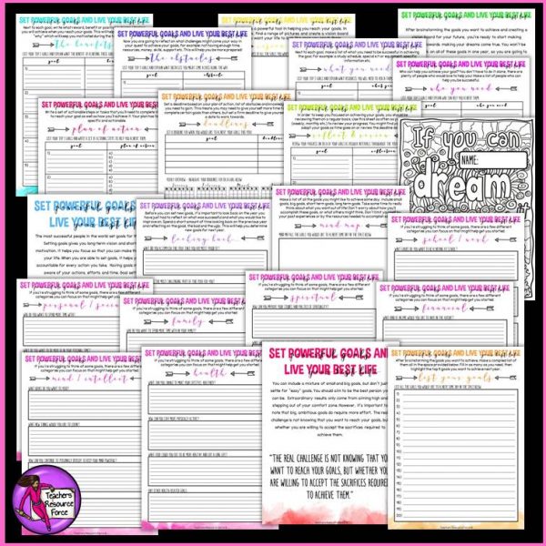 Back to School New Year Activities Resolutions Goal Setting Journal Morning Work