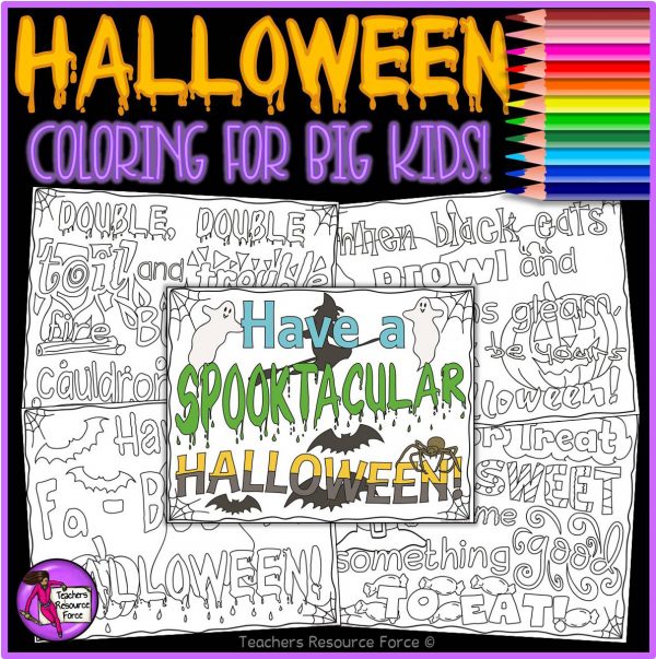 Halloween Quote Colouring Pages for Big Kids