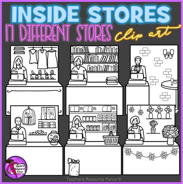 Inside Stores with Cashier Background Scenes