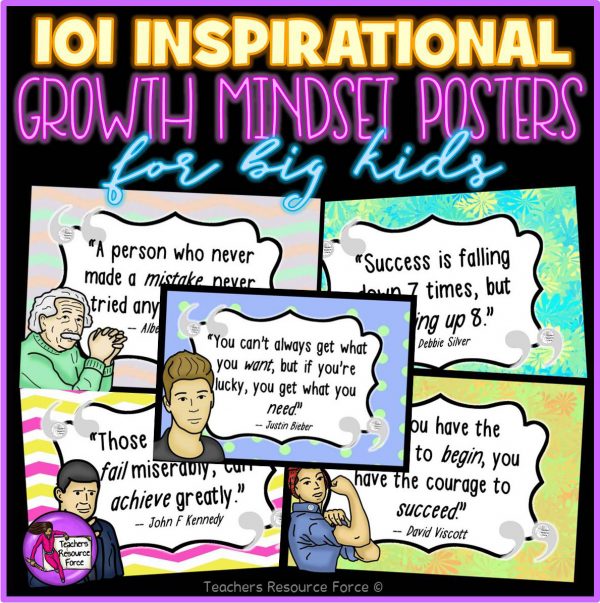 101 Inspirational Quotes Growth Mindset Classroom Posters
