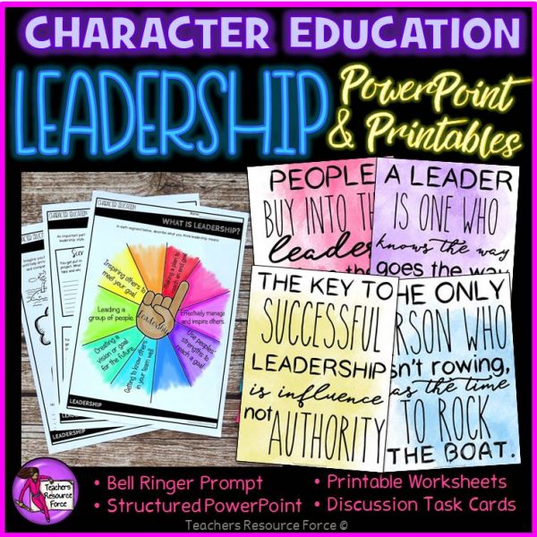 Leadership Character Education: PowerPoint, Activities, Posters, Discussion Cards