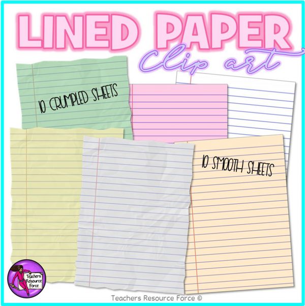 Lined Paper and Sticky Notes Clip Art Bundle
