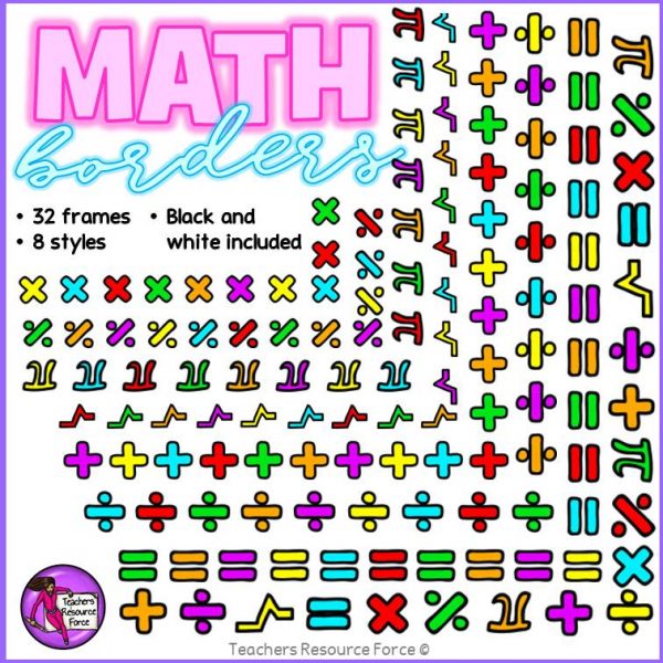 Math Symbol Borders Clip Art