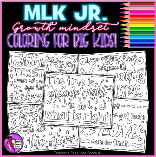 Martin Luther King Jr Inspirational Quote Colouring Pages for Big Kids
