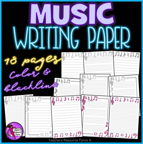 Music Themed Writing Paper for any Literacy / Music Activities