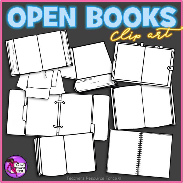 Different Types of Open Books and Folders Clip Art