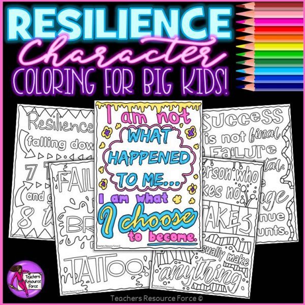 Resilience Quote Colouring Pages for Character Education