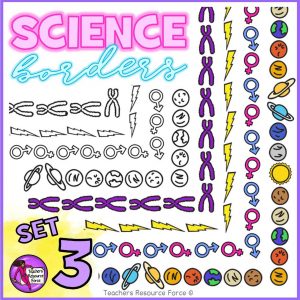 Science Borders Clip Art: Chromosomes, Electricity bolt, Gender, Planets