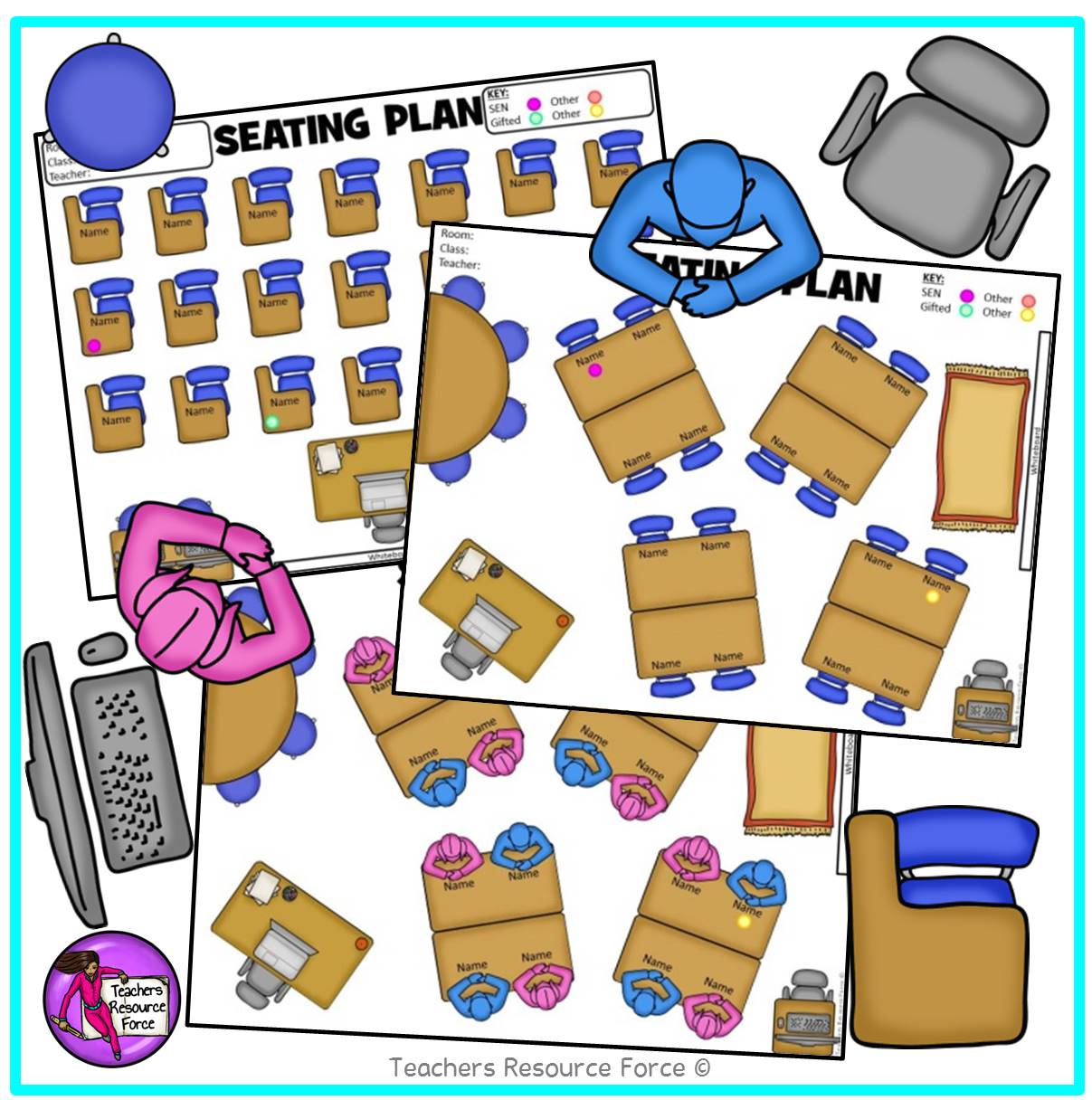 Editable Classroom Seating Chart Template Plan with Movable Images Shop trf one
