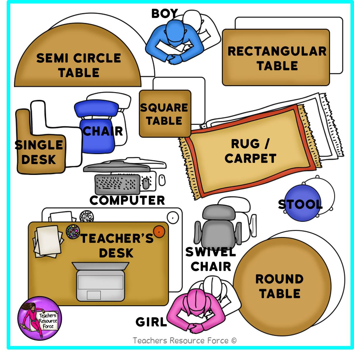 Editable Classroom Seating Chart Template Plan with Movable Images 