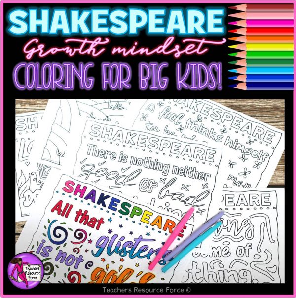 Inspirational Quotes Colouring Pages: Shakespeare Themed