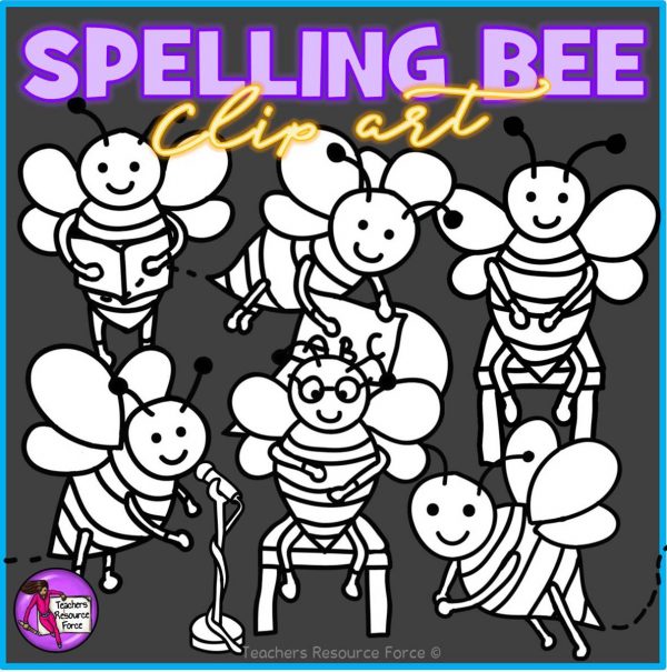 Spelling Bee Clip Art: Bees Reading, Spelling and Speaking