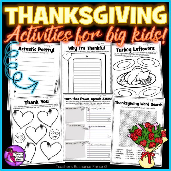 Printable Thanksgiving Activities for Big Kids