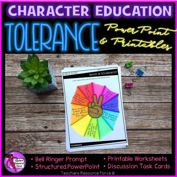 Tolerance Character Education: PowerPoint, Activities, Discussion Cards