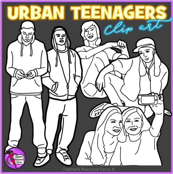 Urban Teenagers Realistic Clip Art