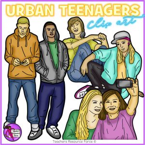 Urban Teenagers Realistic Clip Art