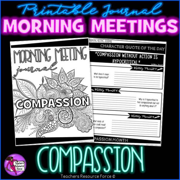 COMPASSION Character Education Morning Meeting Printable Journal