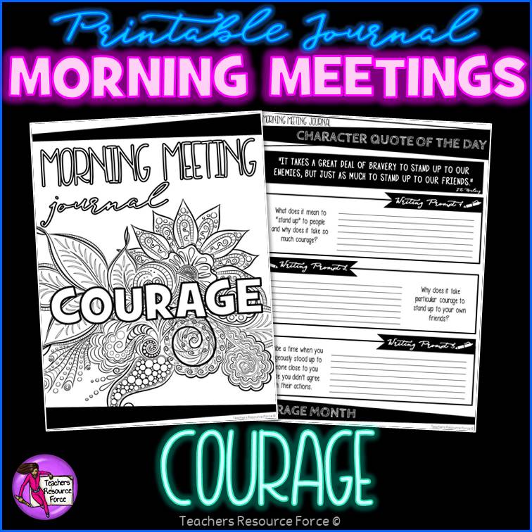 COURAGE Character Education Morning Meeting Printable Journal