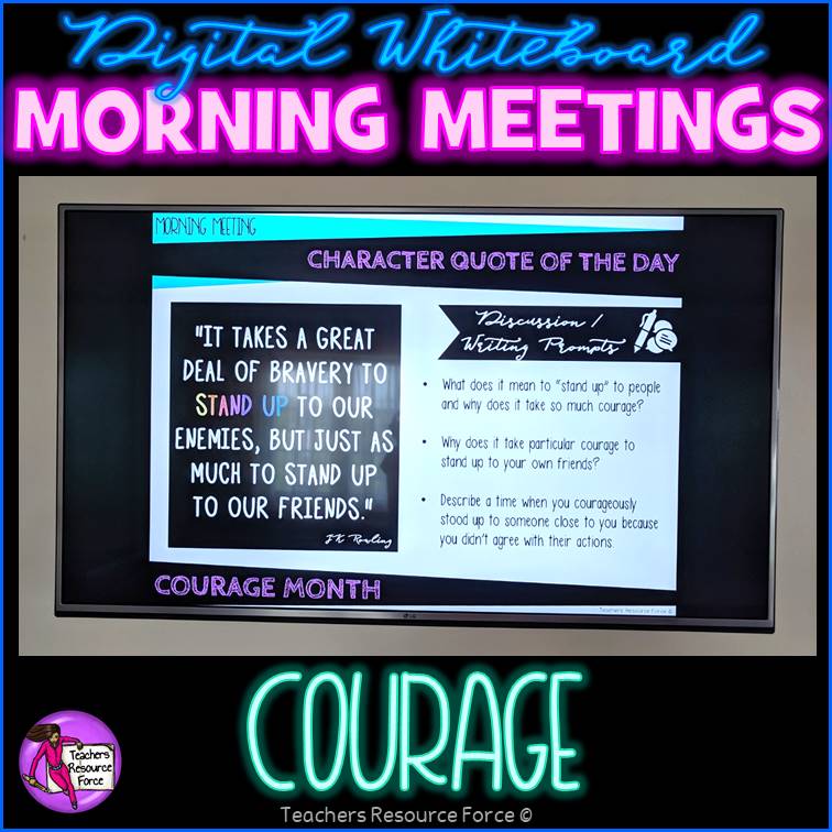 COURAGE Character Education Morning Meeting Digital Whiteboard PowerPoint