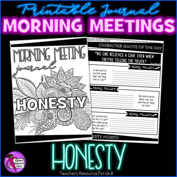 HONESTY Character Education Morning Meeting Printable Journal