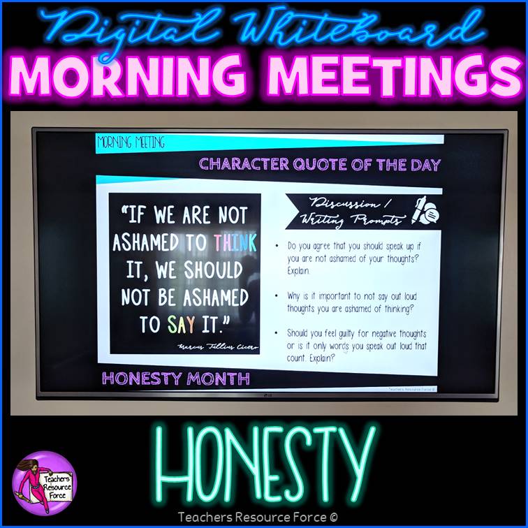 HONESTY Character Education Morning Meeting Digital Whiteboard PowerPoint