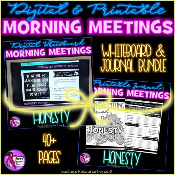 HONESTY Character Education Morning Meeting Whiteboard & Journal BUNDLE