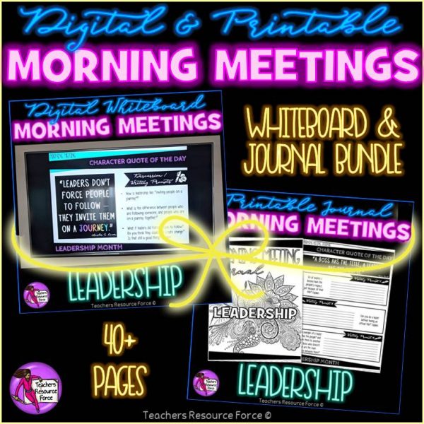 LEADERSHIP Character Education Morning Meeting Whiteboard & Journal BUNDLE