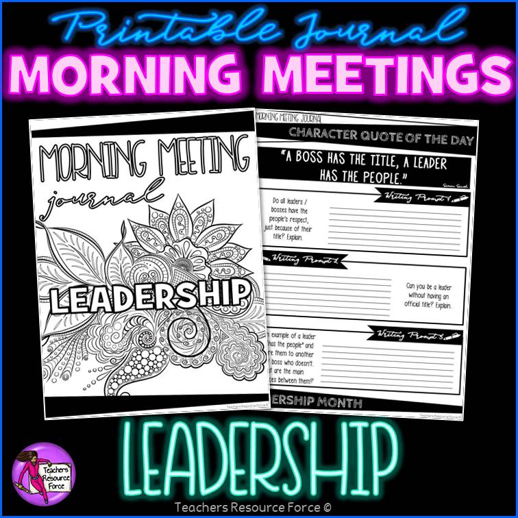 LEADERSHIP Character Education Morning Meeting Printable Journal