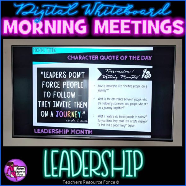 LEADERSHIP Character Education Morning Meeting Digital Whiteboard PowerPoint