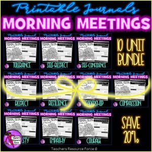 ALL Character Education Morning Meeting Printable Journals BUNDLE