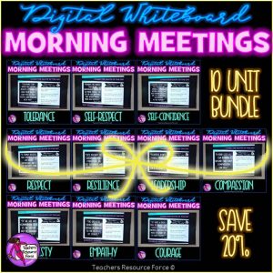ALL Character Education Morning Meeting Whiteboards BUNDLE