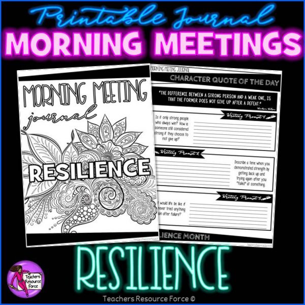 RESILIENCE Character Education Morning Meeting Printable Journal
