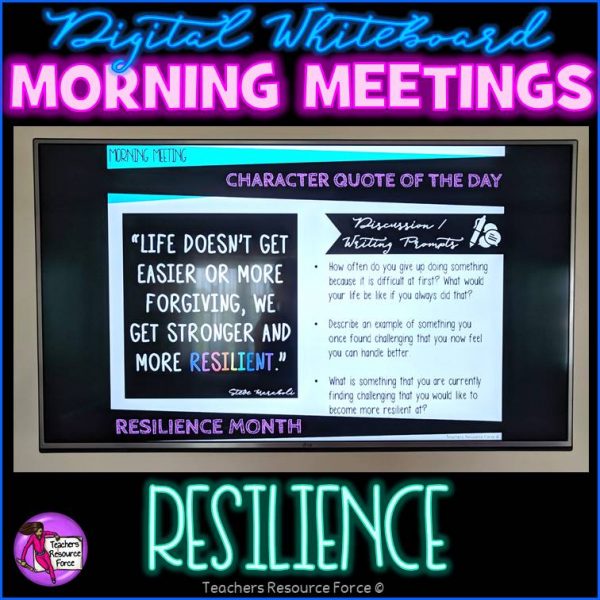 RESILIENCE Character Education Morning Meeting Whiteboard & Journal BUNDLE