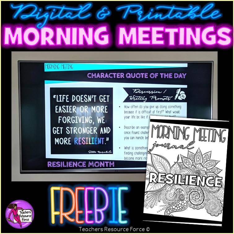 Free Resilience Character Education Morning Meeting Whiteboard & Journal